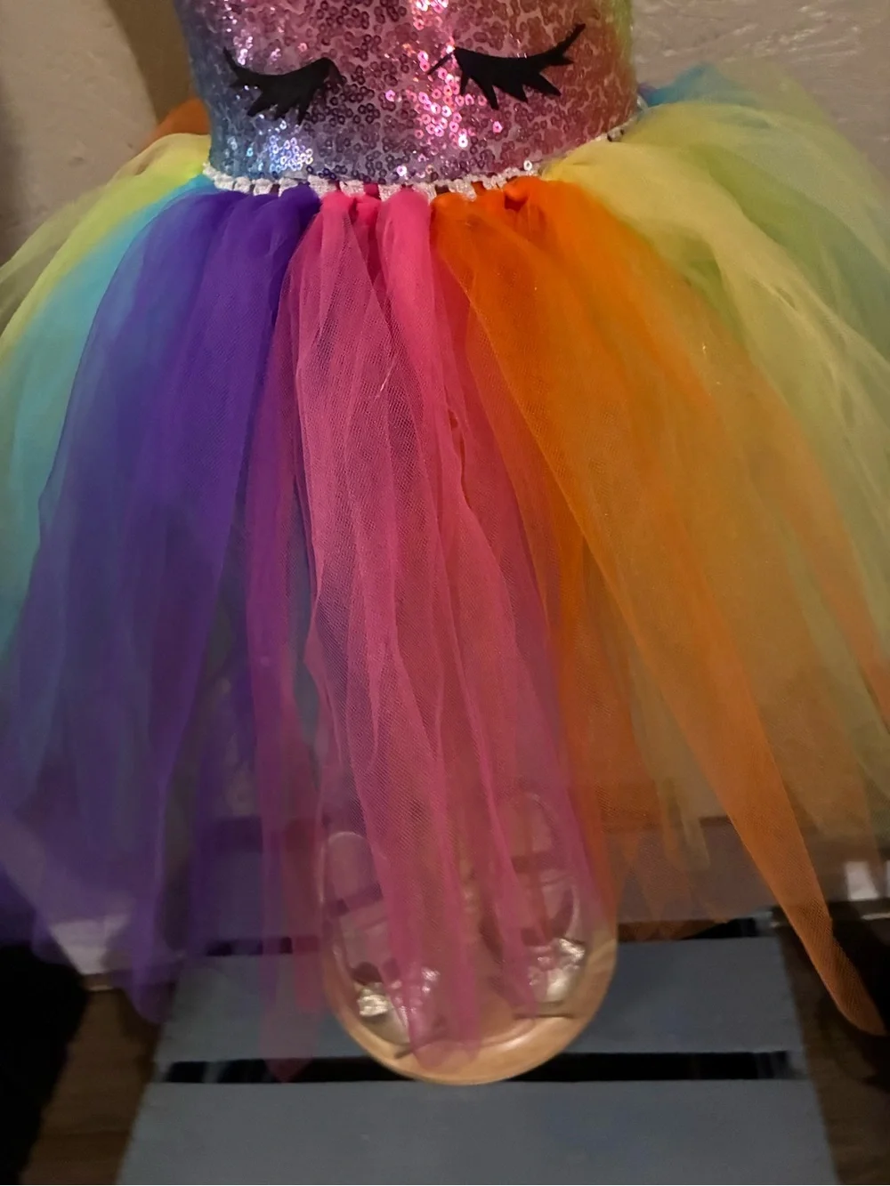 Girls Rainbow Unicorn Tutu Costume Dress - Multicolor